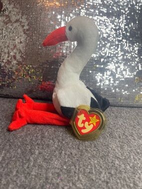 Stilts The Stork: Ty Plush Stork - White, Black & Red Accents
